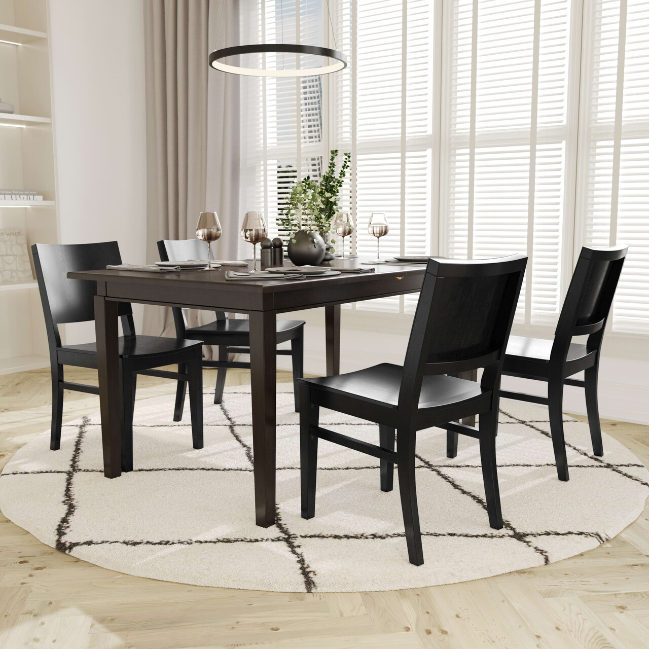 Emma and Oliver Spencer Set of 2 Dining Chairs with Curved Backrests and Solid Wood Constructions